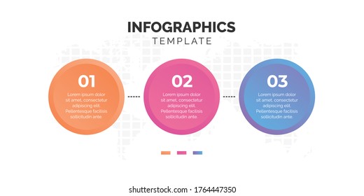 plantilla de infografía de tres pasos aislada en fondo blanco