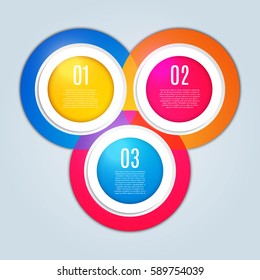 Three Steps Infographic Template. Modern Business Option Banner. Illustrate a Strategy, Workflow or Team Work. Template for Brochure. Business Web Design. Vector illustration

