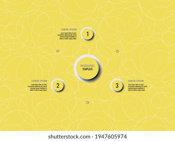 Three steps infographic template on a yellow background. Modern business data visualization with text boxes. Vector illustration easy to edit and customize. Eps 10