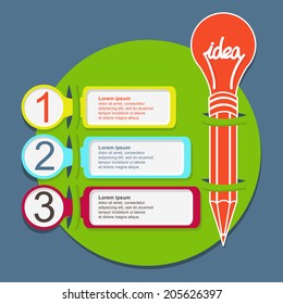 Three steps  infographic template with pencil