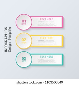 Three steps infographics. 3d Modern business template. 