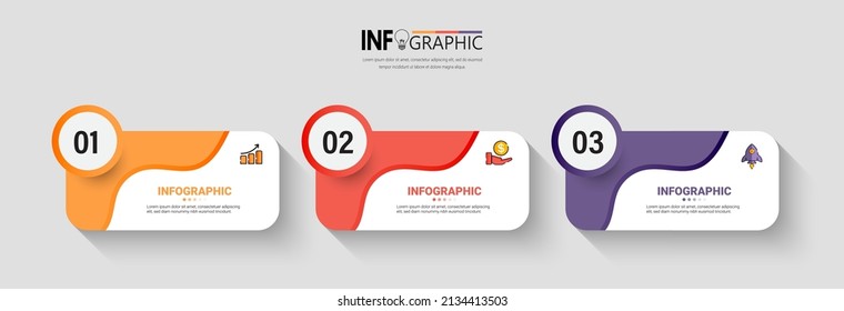 Three steps Infographics banner design template.