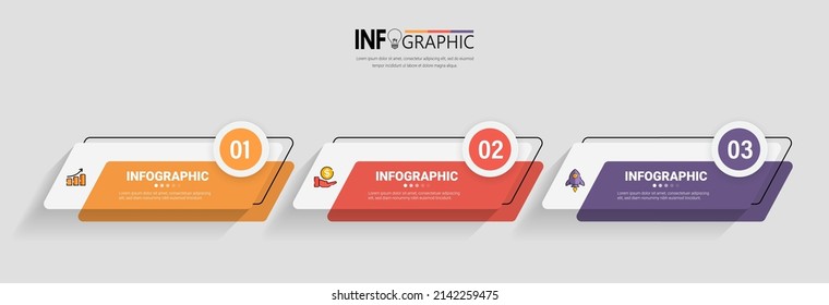 Tres pasos Plantilla de diseño de banner Infographics.