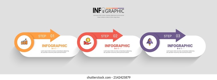 Drei Schritte Infografik Banner Design Vorlage.