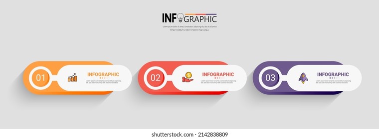 Three steps Infographics banner design template.