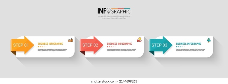 Three steps Infographics banner design template.