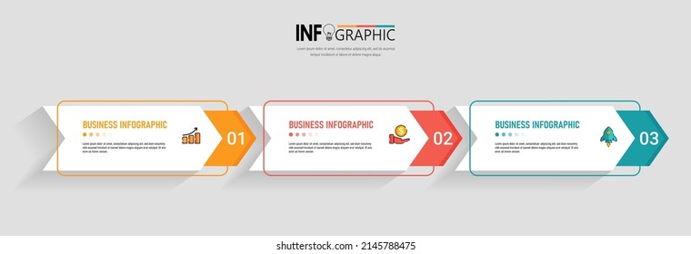 Tres pasos Plantilla de diseño de banner Infographics.