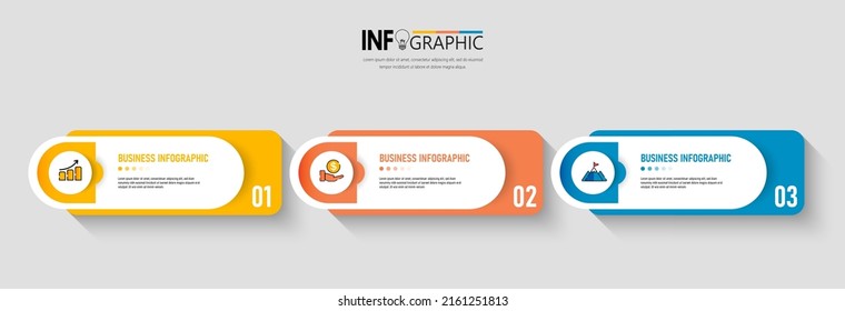 Three steps Infographics banner design template.