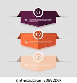 Three steps Infographics banner design template.
