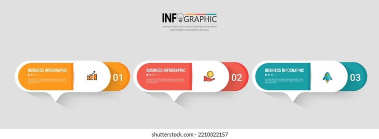 Three steps Infographics banner design template.