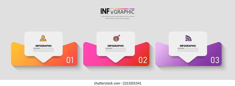 Drei Schritte Infografik Banner Design Vorlage.