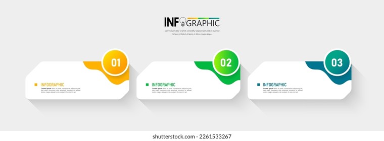 Three steps Infographics banner design template.