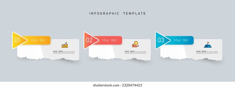 Three steps Infographics banner design template.