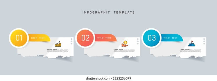 Three steps Infographics banner design template.