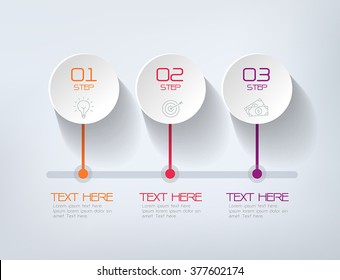 Three steps infographics - can illustrate a strategy, workflow or team work.