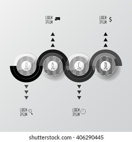 Three steps infographics - can illustrate a strategy, workflow or team work.