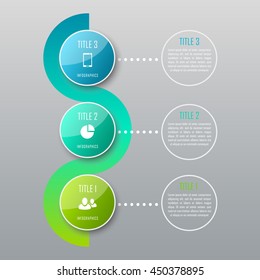 Three steps infographics - can illustrate a strategy, workflow or team work. Infographic timeline template can be used for chart, diagram, web design, workflow layout