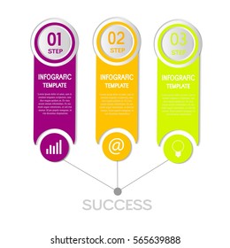 Three steps infographics - can illustrate a strategy, workflow or team work.
