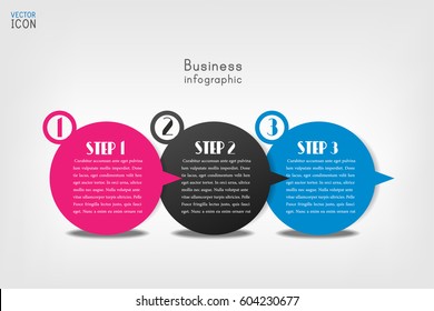 Three steps infographics - can illustrate a strategy, workflow or team work.