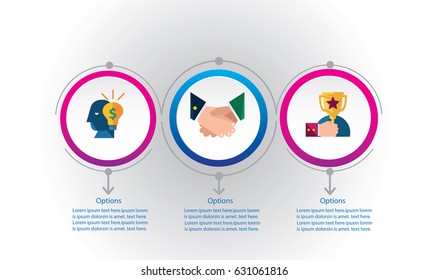 Three steps infographics - can illustrate a strategy, workflow or team work.for business