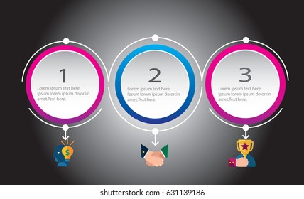 Three steps infographics - can illustrate a strategy, workflow or team work.for business