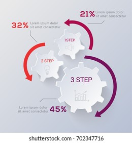 three steps infographics - can illustrate a strategy, workflow or team work