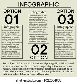 Three steps of infographics in the form of a paper brochure.Elements of design for business and advertising. Infographics in the form of newspaper clippings.Place for text placement. Vertical columns.