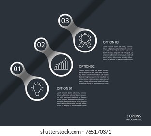 Three steps infographics - for illustrate a strategy, 
workflow or team work, minimal style, vector illustration