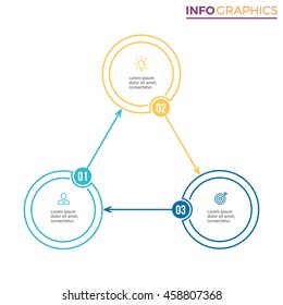 Three steps infographics. Linear diagram, chart with 3 parts. Vector design element.