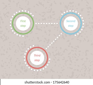 three steps infographics on spotty vintage background