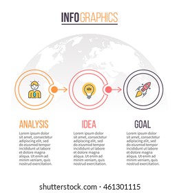 Three steps infographics. Timeline with 3 steps, parts. Vector design template.