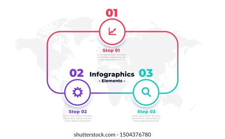 three steps line infographics layout template design