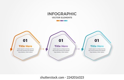 Three steps modern business infographic presentation template design, 3 Steps business infographic elements