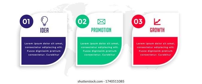 three steps modern business presentation infographic template