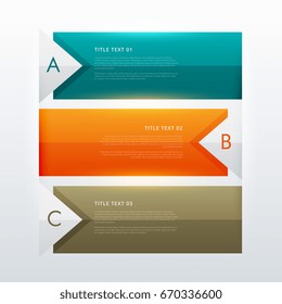 three steps modern colorful infographic design template for business workflow presentation