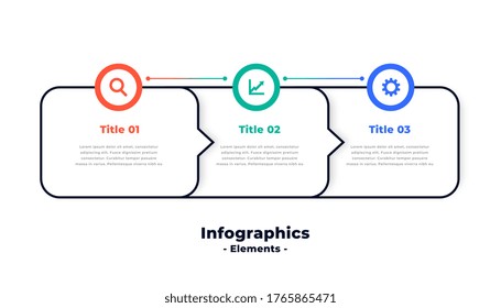 three steps modern directional infographic template design