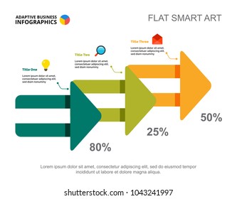 Three steps process chart slide template. Business data. Report, plan, design. Creative concept for infographic, project. Can be used for topics like analysis, management, production.