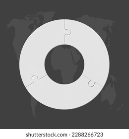infografía de diagrama de rompecabezas de tres pasos. Negocio, idea, concepto de flujo. Silueta de plantilla para 3 opciones, partes, procesos. Gráfico informativo de la cronología de Jigsaw. Se puede utilizar para procesos, presentaciones