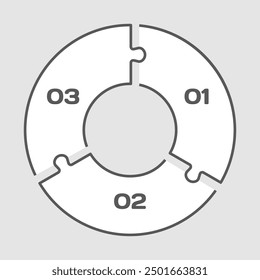 Three steps puzzle diagram infographic. Business, idea, flow concept. Template silhouette for 3 options, parts, processes. Jigsaw timeline info graphic. Can be used for process, presentation