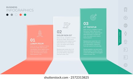 Three steps or stages. Vector infographic template for your presentation, brochure or website. All the elements are layered and can be edited