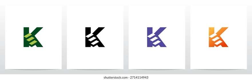 Letra de três passos Escadas Design de logotipo inicial K