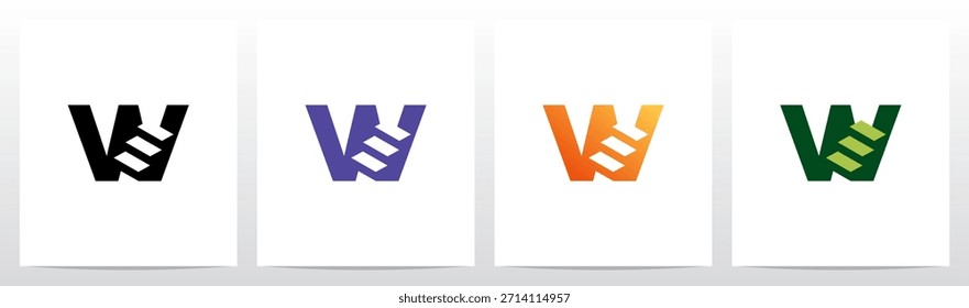 Tres pasos de la letra de la escalera del logotipo inicial W