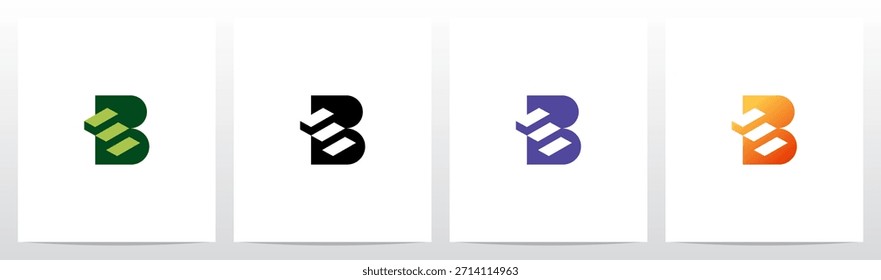 Three Steps Stairs Letter Initial Logo Design B