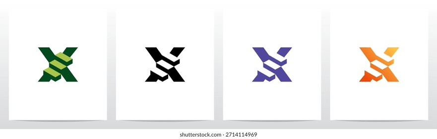Tres Pasos Escaleras Letra Diseño de Logo Inicial X
