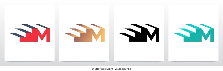 Escadas De Três Passos Carta Tridimensional Design De Logotipo Inicial M