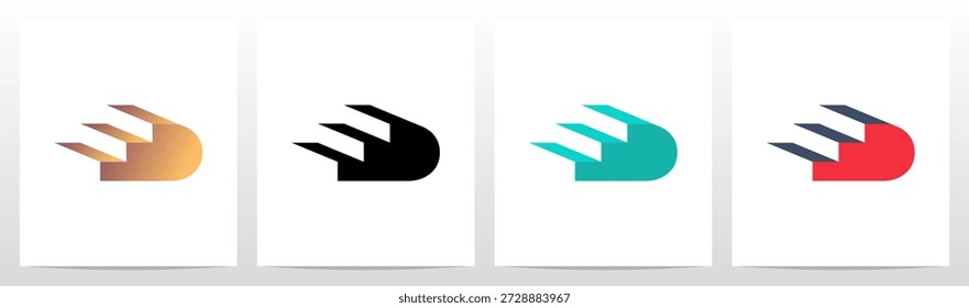 Escadas De Três Passos Carta Tridimensional Design Do Logotipo Inicial D
