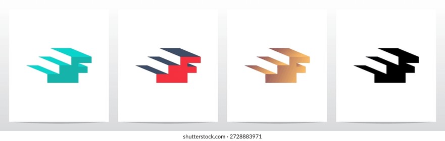 Escadas De Três Passos Carta Tridimensional Desenho Inicial Do Logotipo F