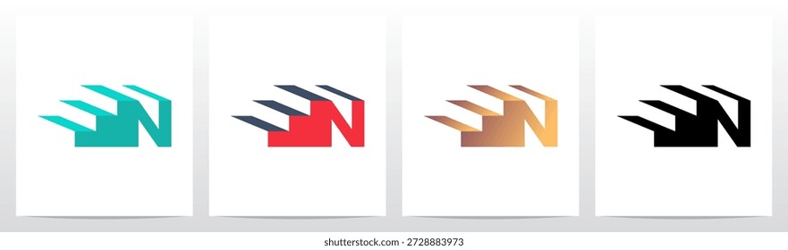 Drei Stufen Dreidimensionaler Buchstabe anfängliches Logo Design N