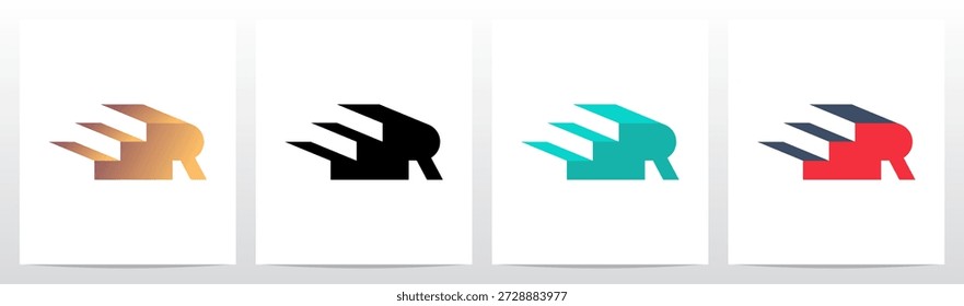 Escadas De Três Passos Carta Tridimensional Design Do Logotipo Inicial R