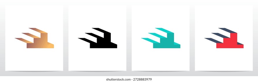 Escadas De Três Passos Carta Tridimensional Design Do Logotipo Inicial L